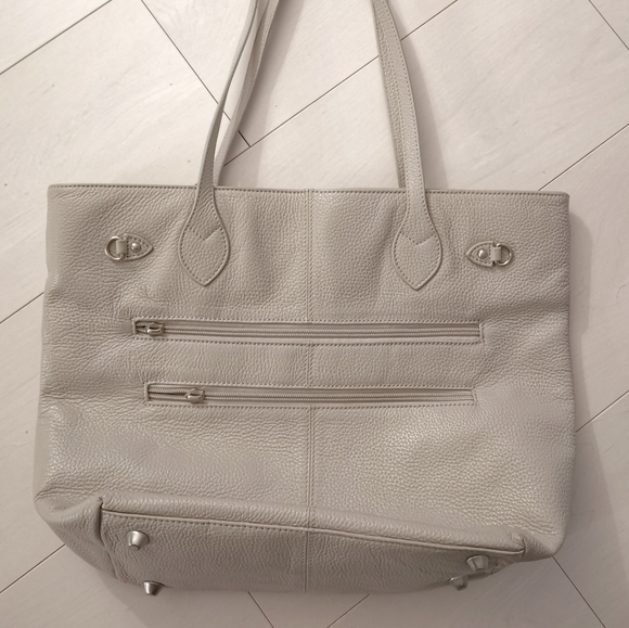 Genuine Leather Tote bag Pebble gray - Picture 2 of 4